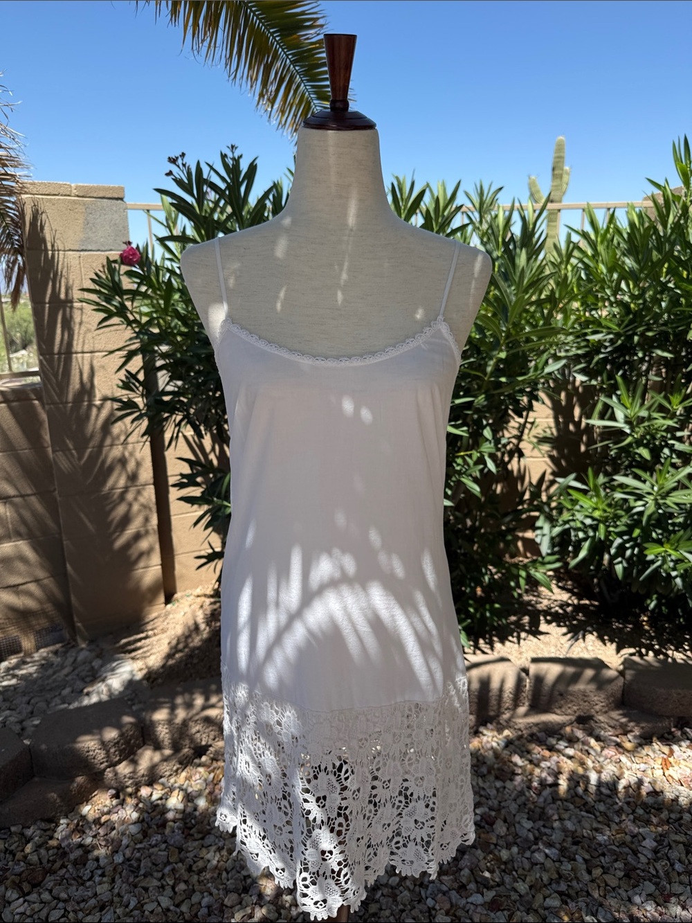 Johnny Was White/Cream Cotton Lace Trim Camisole Slip